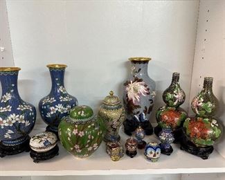 A Collection of Cloisonne Vases