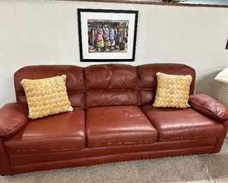 Red Leather Sofa in Great Condition!