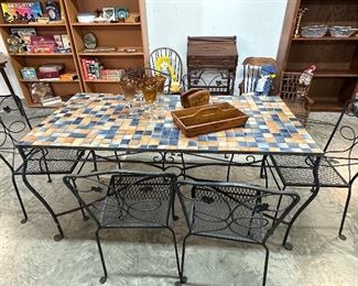 Tile-top Patio Table with six chairs