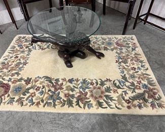 Beautiful Square Rug with Floral Border, Another View of the Cherub Coffee Table