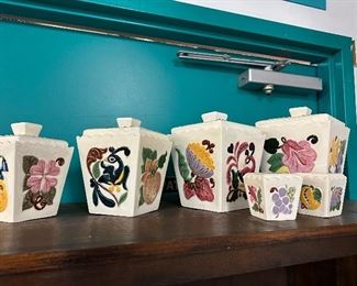 Vintage 1960s Hand Painted Canisters