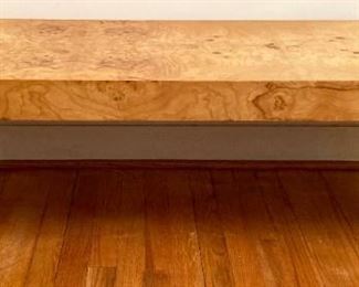 MCM Milo Baughman chrome frame & burlwood coffee table