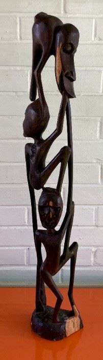 Antique large African carved Tree of Life statue