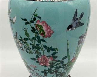 Vintage cloisonné large floral vase