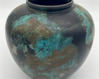Vintage Japanese mixed metal vase