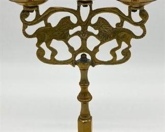 Vintage brass 3 arm Griffin candelabra