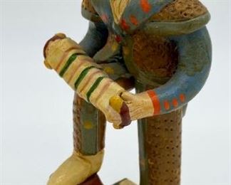 Vintage red clay accordion player figurine (Estremoz, Alentejo, Portugal) signed YM