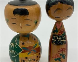 Vintage Kokeshi bobblehead doll and Kokeshi nodding doll