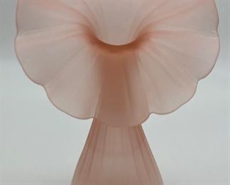Vintage frosted pink vase