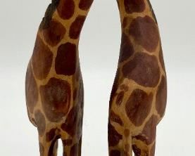 Vintage wood carved giraffes