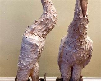 Signed Tinka Jordy (Hillsborough, NC) egret sculptures