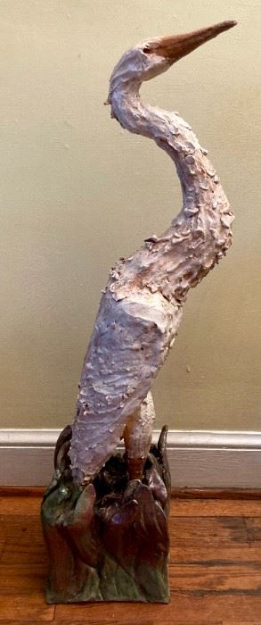 Signed Tinka Jordy (Hillsborough, NC) egret sculptures