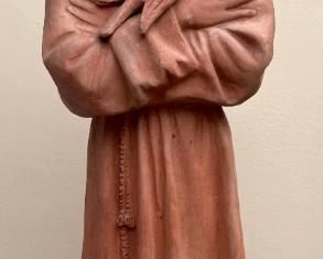 Vintage clay 2' Saint Francis of Assisi with dove