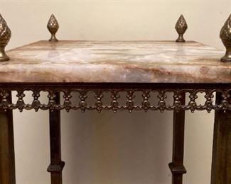 Antique marble top brass accent stand