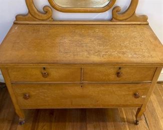 Mid-Century Heywood-Wakefield Birdseye Maple dresser with mirror