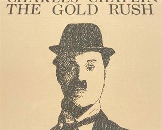 Vintage Charlie Chaplain's "The Gold Rush" college movie poster, signed Dempster