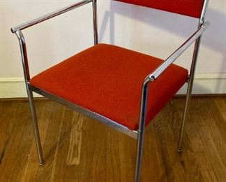 Mid Century chrome frame red chairs