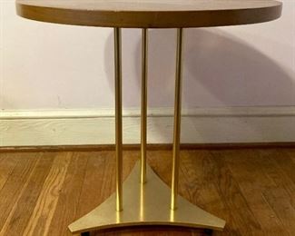 MCM Erwin-Lambeth brass frame round accent table