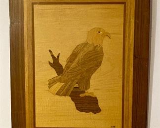Claude R. Edwards wood inlay eagle