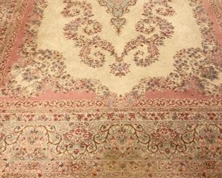 Rose/beige/pale blue multi-design area rug 8'7" x 12'
