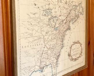 Vintage framed New Map of North America
