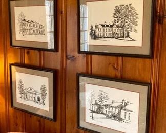 William R. Rogers (6th President of Guilford College) signed and numbered Guilford College building drawings (Archdale Hall 5/246, Founder's Hall 5/298, Mary Hobbs Hall 5/275, Dana Auditorium 5/300)