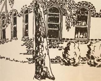 William R. Rogers (6th President of Guilford College) signed and numbered Guilford College building drawing of Mary Hobbs Hall 5/275