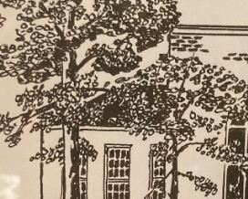 William R. Rogers (6th President of Guilford College) signed and numbered Guilford College building drawing of Dana Auditorium 5/300