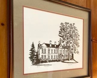 William R. Rogers (6th President of Guilford College) signed and numbered Guilford College building drawing of Archdale Hall 5/246