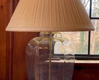 Vintage glass and brass table lamps