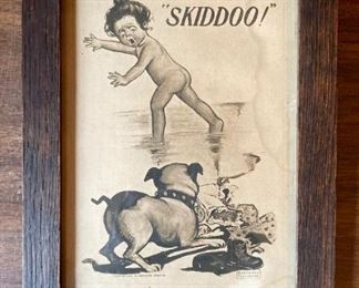 Copyright 1906 Katherine Gassaway "Sikddoo!" framed art