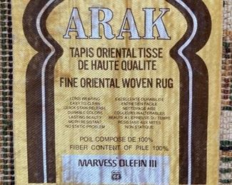 Arak Marvess Olefin III (USA made) rug 8' x 11'6" area rug