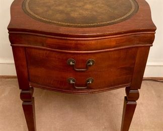 Antique leather top end tables