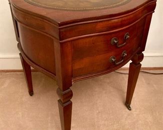 Antique leather top end tables
