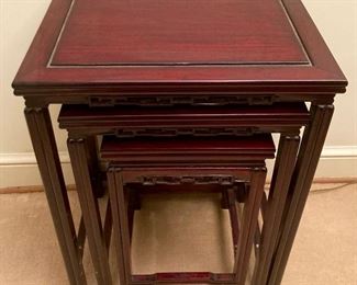 Vintage handmade nesting tables, set of three