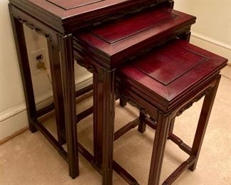 Vintage handmade nesting tables, set of three
