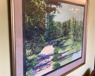 Framed, matted signed "Doyle" landscape painting