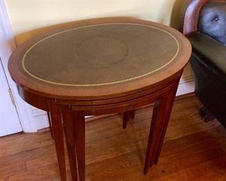 Vintage leather top nesting tables