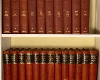 Antique and vintage books including Collier National Encyclopedia set, Bancroft's History of the World Volumes I-XV