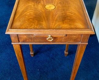 Antique Hekman wood inlay accent table