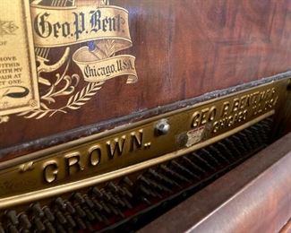 George P Bent "Crown" Orchestral Grand piano with chair