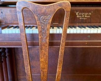 George P Bent "Crown" Orchestral Grand piano with chair