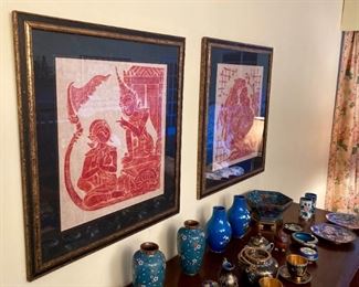 Framed Cambodian Temple rubbings