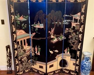 Asian painted privacy screen
