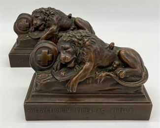 Vintage Jennings Bros. lucerne lions bookends