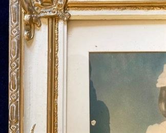 Antique Regency framed girl with corsage