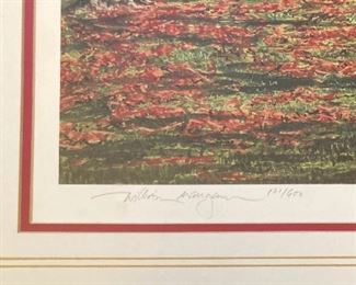 Framed, signed and numbered William Mangum "Guilford College"