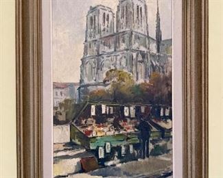 Framed, signed Cityscape oil painting