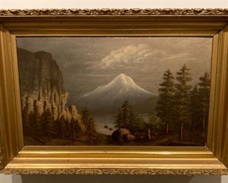 Framed landscape oil painting