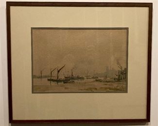 Framed, signed by Kent Ernest Wells "Misty Morning at Chatham" painting